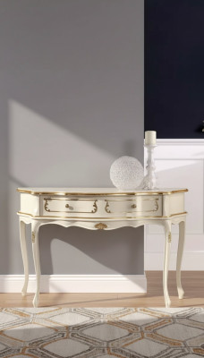 White classic console table bedroom wooden furniture baroque style