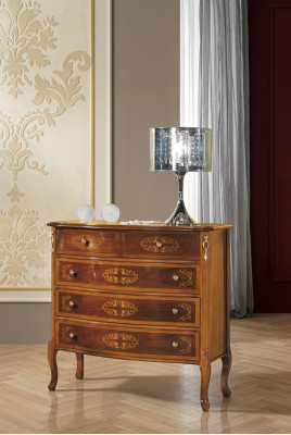 Designer classic wooden dresser with 4 drawers, brown, living room furniture