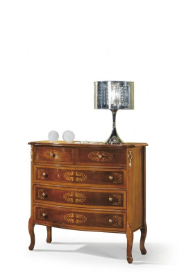Designer classic wooden dresser with 4 drawers, brown, living room furniture
