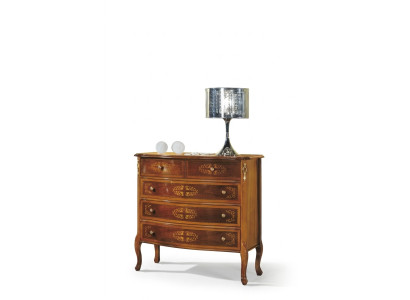 Designer classic wooden dresser with 4 drawers, brown, living room furniture