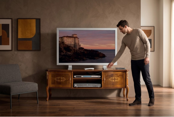 Classic brown TV cabinet, living room lowboard, luxury stand design