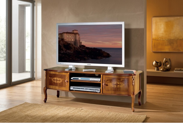 Classic brown TV cabinet, living room lowboard, luxury stand design