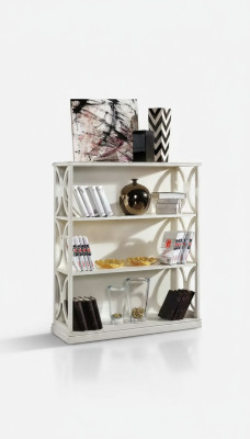 Classic White Bookshelf Wooden Furniture Living Room Storage Shelves New