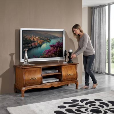 Classic Brown TV Stand Luxury Lowboard Living Room Furniture Design
