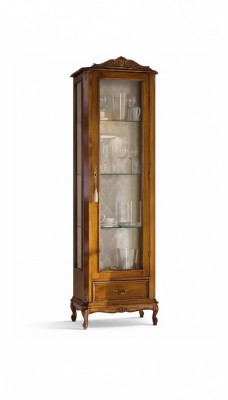 Classic brown cabinet with drawers glass designer wood new