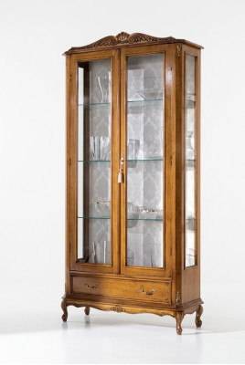 Luxurious glass display cabinets brown wood classic furniture display cabinet
