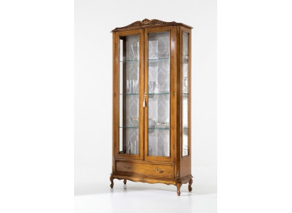 Luxurious glass display cabinets brown wood classic furniture display cabinet