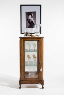 Classic Brown Display Cabinet Luxury Glass Cabinet Designer Wooden Furniture Living Room