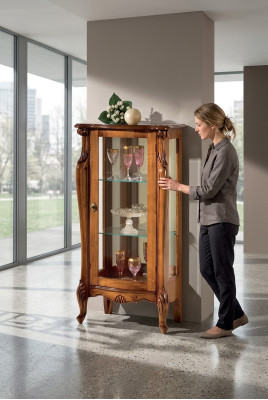 Classic Brown Glass Display Cabinet Luxury Wooden Furniture Glass Door Living Room Furniture