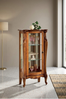 Classic Brown Glass Display Cabinet Luxury Wooden Furniture Glass Door Living Room Furniture