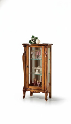 Classic Brown Glass Display Cabinet Luxury Wooden Furniture Glass Door Living Room Furniture