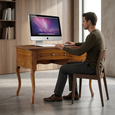 Classic desk wooden furniture brown study room furniture drawers