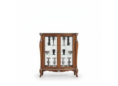 Brown glass display cabinet living room wood sideboard luxury display cupboard shelf