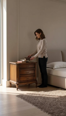 Classic brown nightstand with drawers storage table bedroom furniture