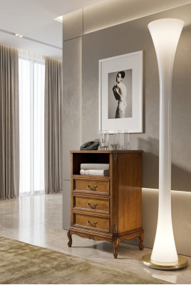 Classic chest of drawers wooden furniture brown living room 3 drawers design lamp
