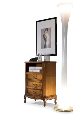 Classic chest of drawers wooden furniture brown living room 3 drawers design lamp