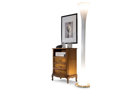 Classic chest of drawers wooden furniture brown living room 3 drawers design lamp