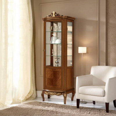 Classic High-Quality Brown Display Cabinet Glass Wardrobe Solid Wood Furniture Design
