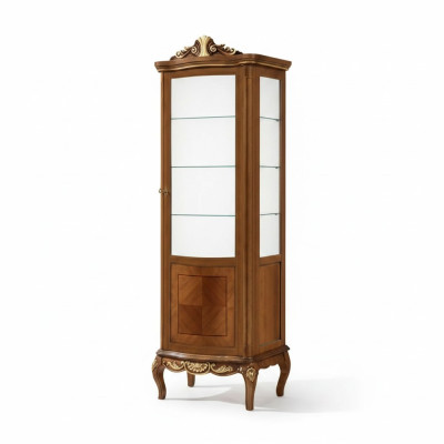 Classic High-Quality Brown Display Cabinet Glass Wardrobe Solid Wood Furniture Design