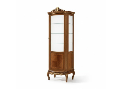 Classic High-Quality Brown Display Cabinet Glass Wardrobe Solid Wood Furniture Design