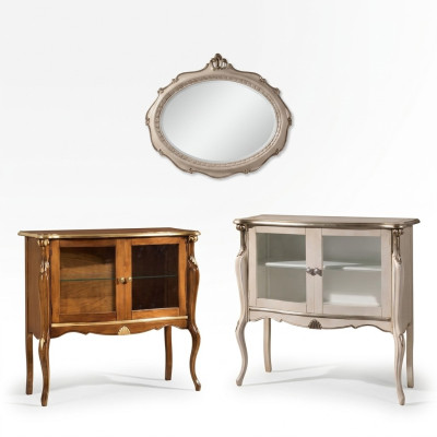 Classic glass display cabinet luxury storage table living room furniture wood