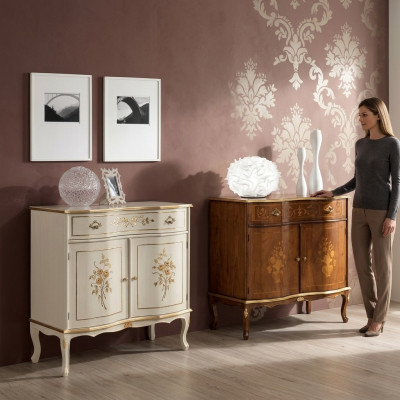 Luxurious white sideboard with drawers furniture wooden cabinet lamp lamps