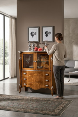 Exclusive brown wooden cabinet with drawers newly in the living room