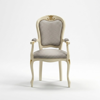 Luxury armchair with white upholstery and armrests for the living room
