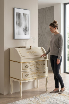 Classic elegant luxurious new dresser in white wood available for order