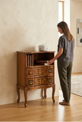 Classic brown chest of drawers 2 drawers luxury wooden furniture living room new