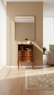 Classic brown chest of drawers 2 drawers luxury wooden furniture living room new