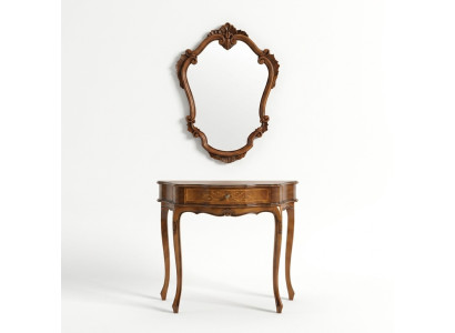 Elegant brown console table mirror classic bedroom set