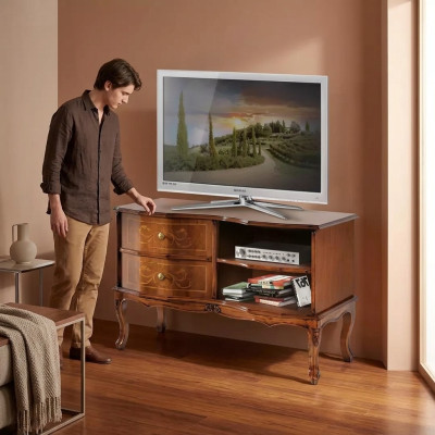 Classic Designer TV Stand Luxury Sideboard Lowboard Living Room Brown
