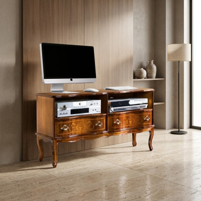 Classic lowboard TV stand RTV cabinet drawers wood design new