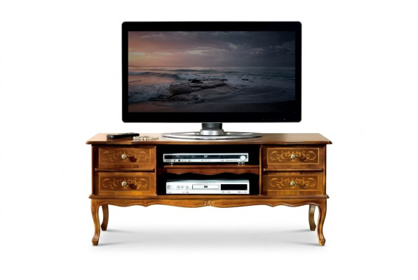 Classic brown RTV luxury TV cabinet lowboard with drawers wooden furniture