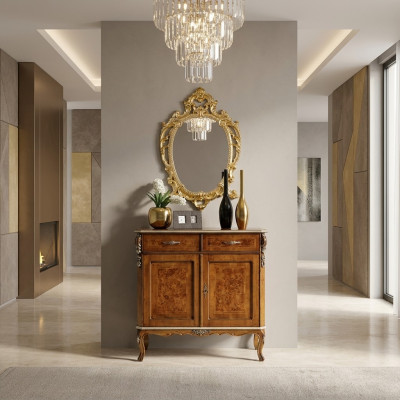 High-quality luxurious classic living room sideboard wood brown