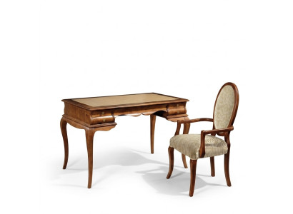 Elegant desk set, brown chair, high-quality furniture.