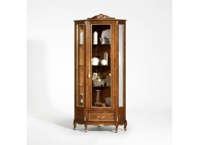 Luxurious high-quality display case made of brown wood Classical furniture