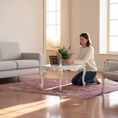 Classic White Coffee Table Wooden Furniture Living Room Table Ab