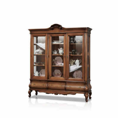 Living room display cabinet, classic wooden furniture with custom drawers display cabinet