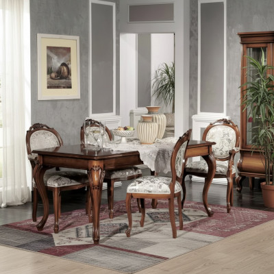 Dining room furniture, solid wood dining table, 4x chairs with armrests furniture