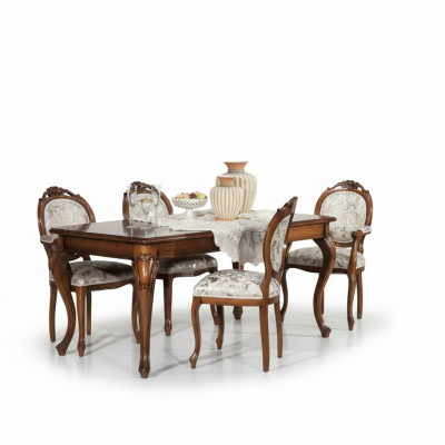 Dining room furniture, solid wood dining table, 4x chairs with armrests furniture