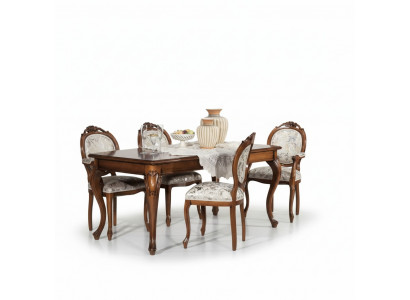 Dining room furniture, solid wood dining table, 4x chairs with armrests furniture
