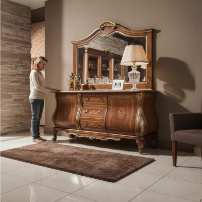 High-quality luxurious classic living room sideboard wood brown 200x53x100