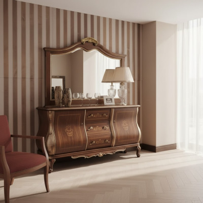High-quality luxurious classic living room sideboard wood brown 200x53x100