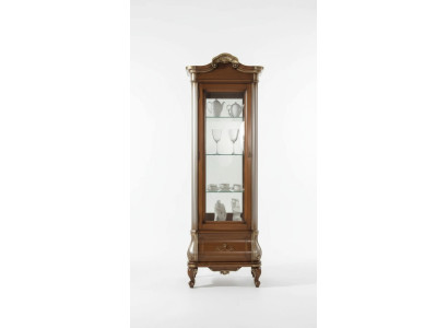 Luxurious high-quality showcase made of brown wood Classic furniture cabinet