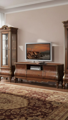 Brown TV shelf, rtv sideboard, living room furniture, wood stand, dresser