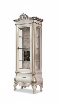 Luxurious wooden cabinet with glass classic white furniture cabinet showcases