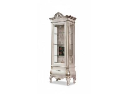 Luxurious wooden cabinet with glass classic white furniture cabinet showcases