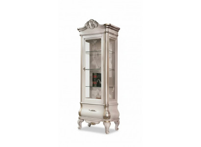 Luxurious wooden cabinet with glass classic white furniture cabinet showcases